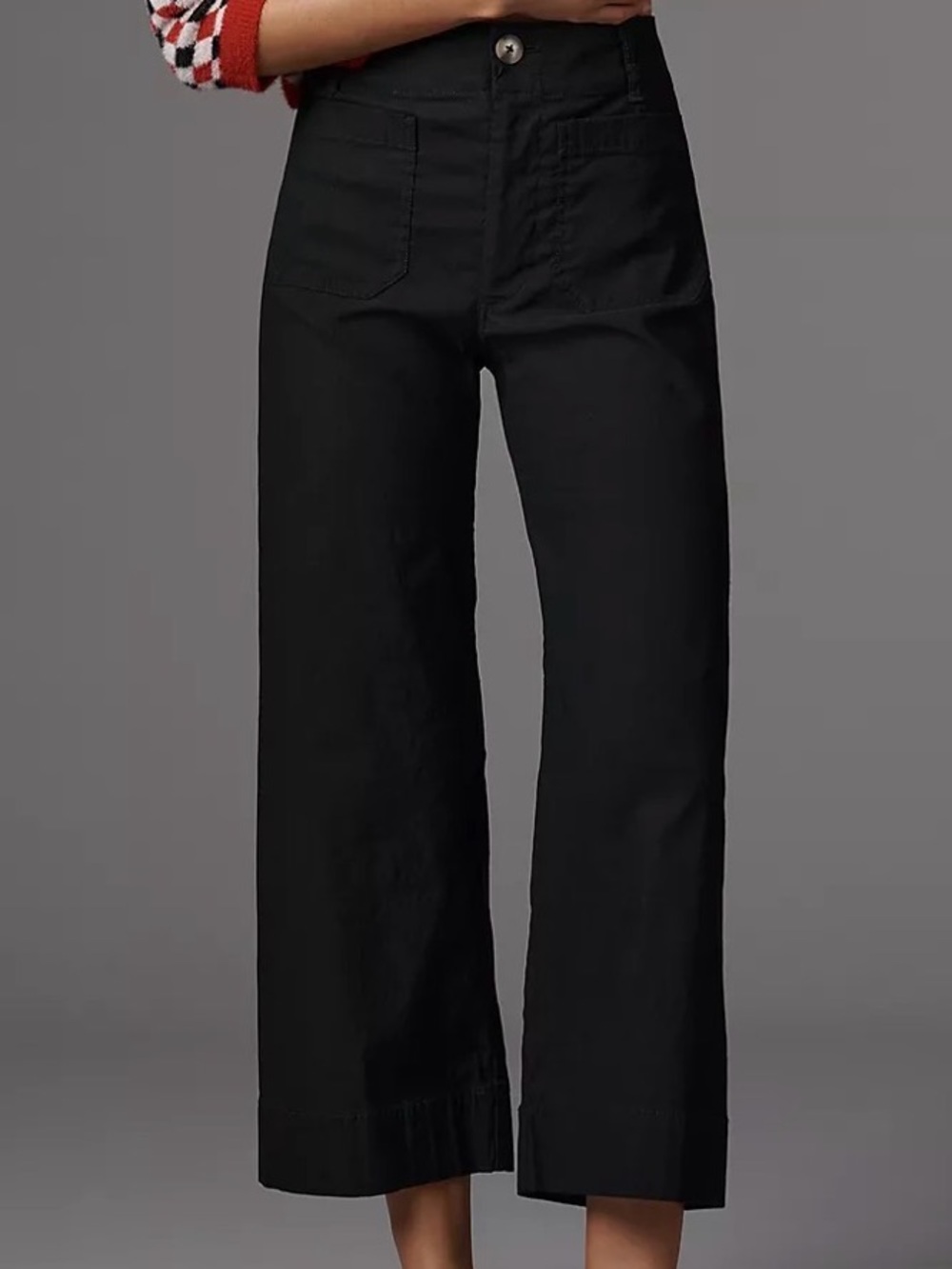 Maeve Black Colette High-Rise Wide-Leg Jeans